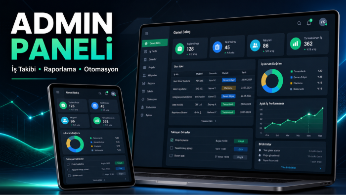 özel admin paneli ve iş takip sistemi geliştiririm