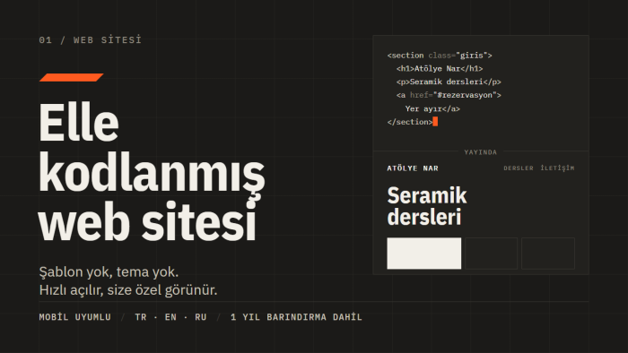 hazır tema değil, size özel kodlanmış web sitesi yaparım