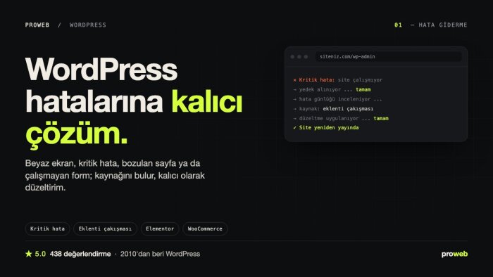 WordPress sitenizdeki tüm hataları hızlıca çözerim