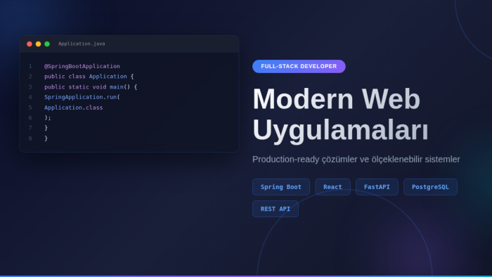 modern web sistemleri ve API’ler geliştirebilirim