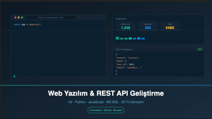 web sitesi, backend, bug fix ve REST API geliştirme yaparım