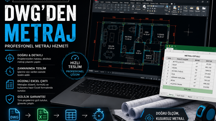 AutoCAD projelerinden profesyonel metraj çıkarırım