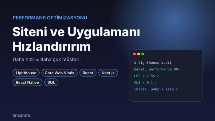 web sitenizi ve uygulamanızı hızlandırır performansını artırırım