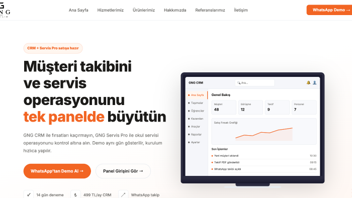 işletmenize özel CRM ve yönetim paneli geliştiriyorum