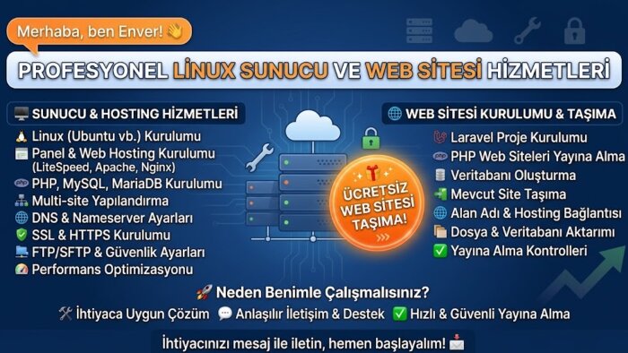sunucu ve web sitesi kurulumu & taşıması yapıyorum