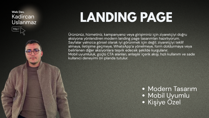 sizin için dönüşüm odaklı profesyonel landing page yaparım
