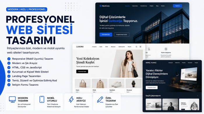 modern ve mobil uyumlu web sitesi tasarlayabilirim
