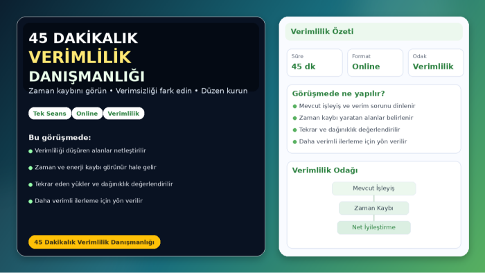 işletmenizde verimlilik için danışmanlık veririm
