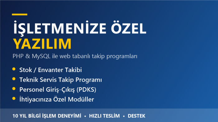 işletmenize özel stok ve servis takip programı yazarım