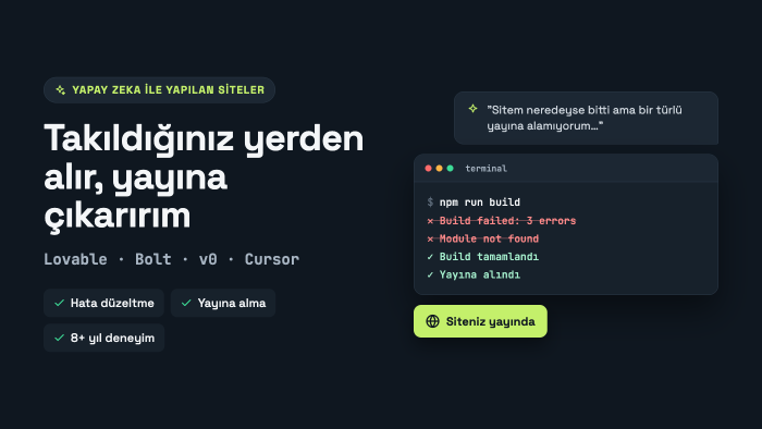 AI ile yaptığınız sitedeki hataları düzeltir, yayına alırım