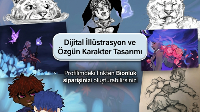 dijital illüstrasyon ve özgün karakter tasarımları yapıyorum