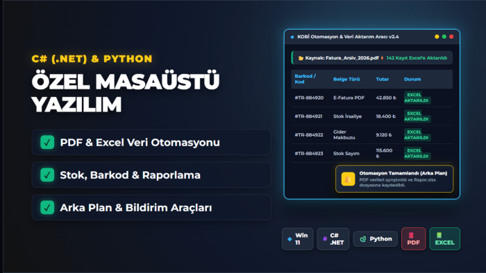 C# ve Python ile özel masaüstü program geliştiririm