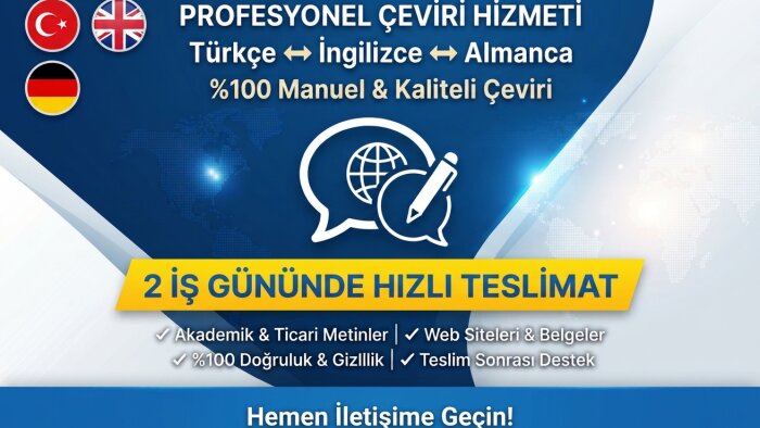 Türkçe-İngilizce-Almanca tercüme hizmeti verebilirim
