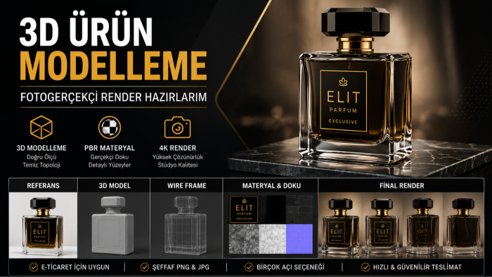 ürününüzü 3D modelleyip fotogerçekçi render hazırlarım