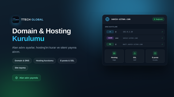 domain veya hosting kurulumunu yaparım