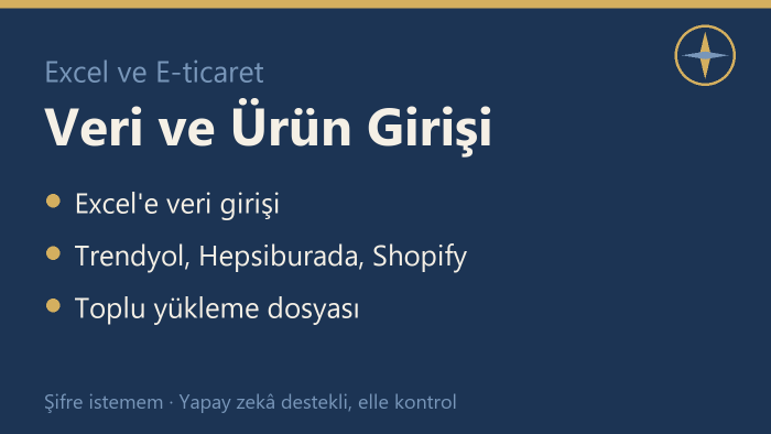 excel ve e-ticaret sitelerine veri ve ürün girişi yaparım