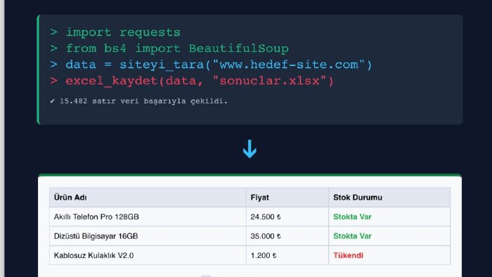 web sitelerinden Excel'e otomatik veri çekerim