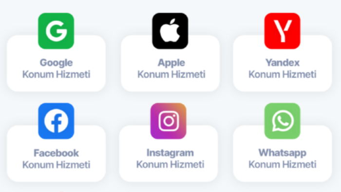 google whatsapp yandex instagram konum hizmeti veriyorum
