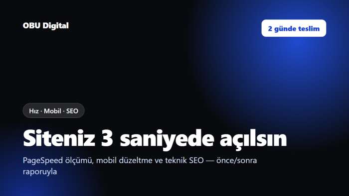 sitenizi hızlandırır, mobil ve SEO hatalarını düzeltirim