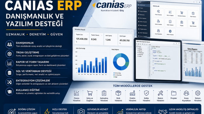 CANIAS ERP modülleriniz için uzman destek veririm