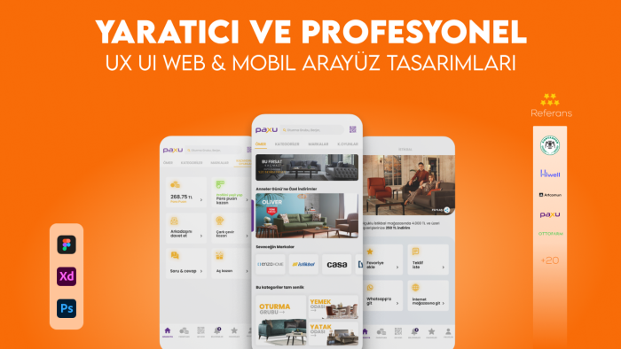 mobil app, websitesi, e-ticaret arayüz tasarımları yaparım