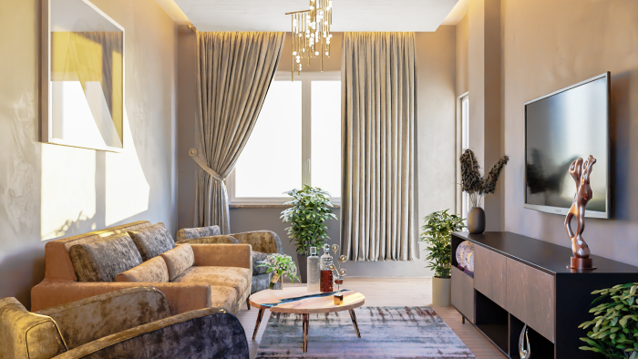 3D mimari iç mekan oturma odası render modelleme yaparım