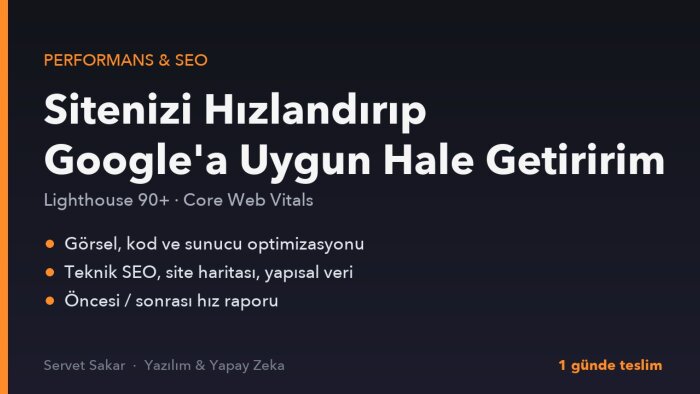 sitenizi hızlandırır ve teknik SEO uyumlu hale getiririm