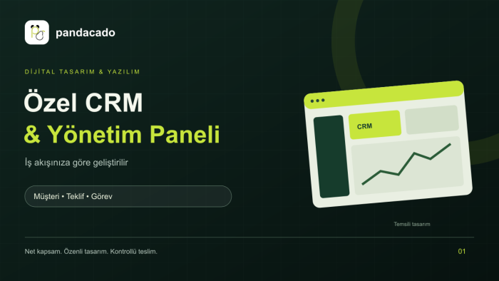 işinize özel CRM ve yönetim paneli geliştiririm