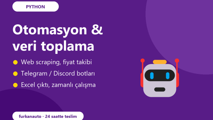 Python ile web'den veri çekme, otomasyon ve bot yazarım