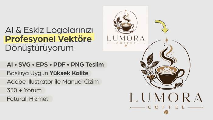 ai veya eskiz logoları vektörele dönüştürüyorum
