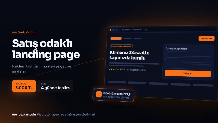 reklamlarınız için satış odaklı landing page tasarlarım