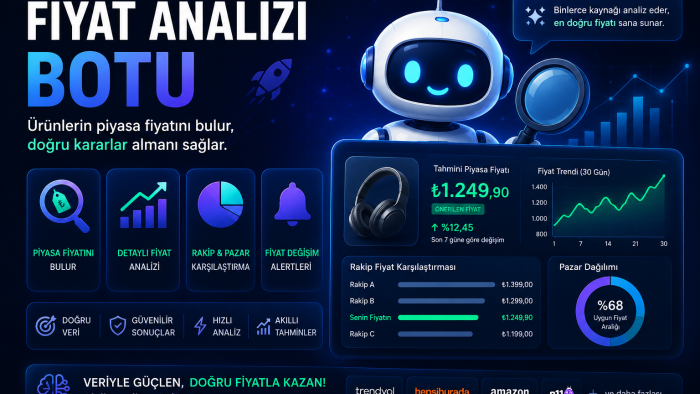 ürünlerinizin piyasa fiyatını analiz eden bot geliştiriyorum