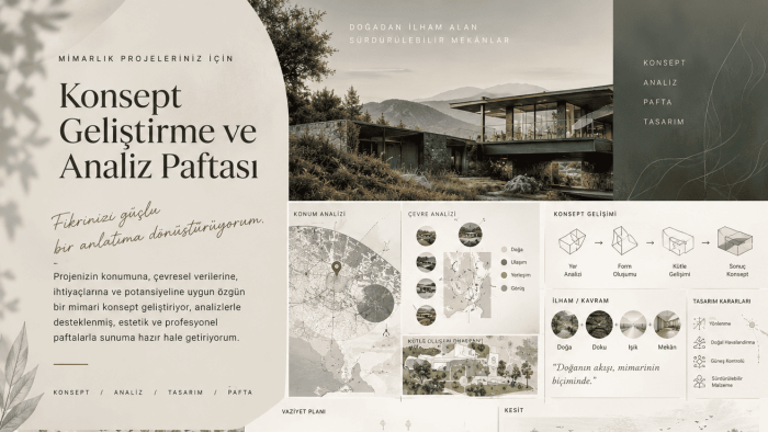 proje konsept geliştirme + pafta tasarım yaparım