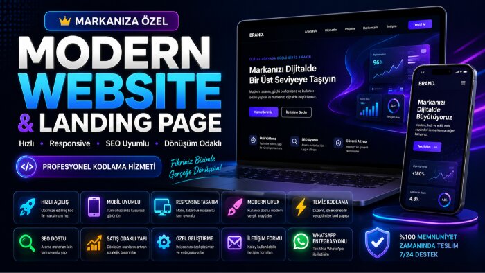 markaya özel, profesyonel, hızlı ve modern website kodlarım