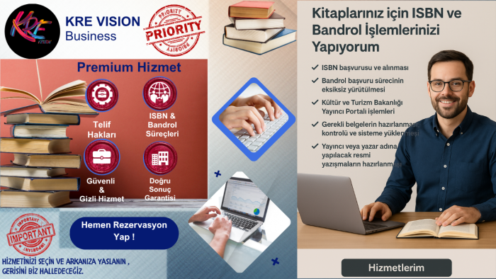 kitaplarınız için ısbn ve bandrol işlemlerinizi yaparım