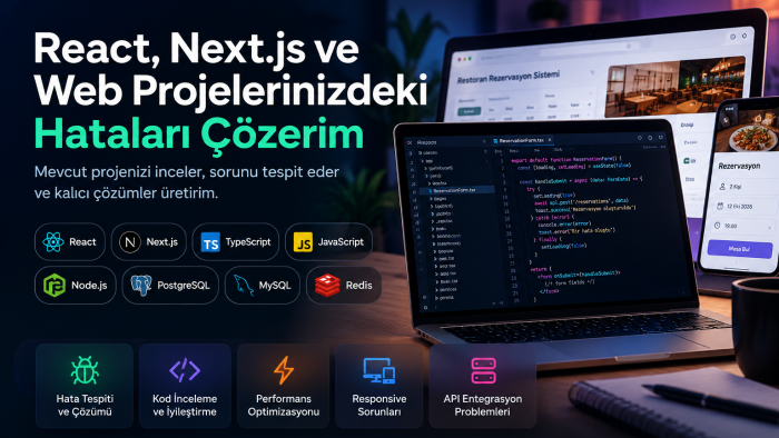 React, Next.js ve TypeScript hatalarınızı çözerim