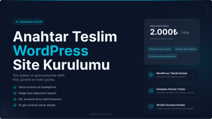 anahtar teslim kurumsal WordPress sitesi hazırlarım