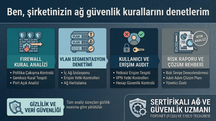 şirketinizin ağ güvenlik kurallarını denetlerim