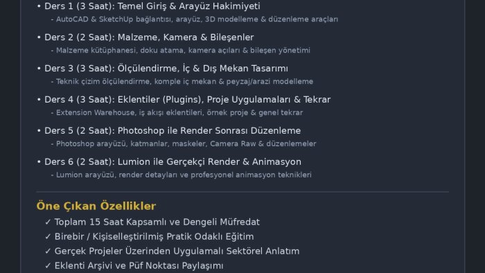 mimari programları sıfırdan profesyonelliğe öğretiyorum