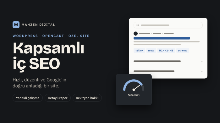 sitenize kapsamlı iç SEO optimizasyonu yaparım