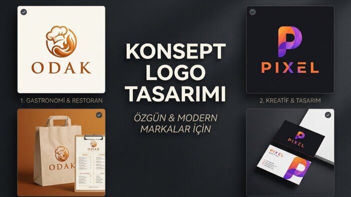 dijital markanız için modern logo tasarlarım