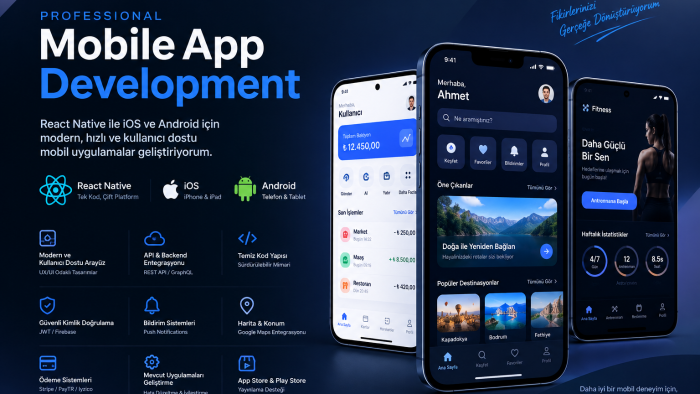 React Native'le profesyonel mobil uygulamalar geliştiriyorum