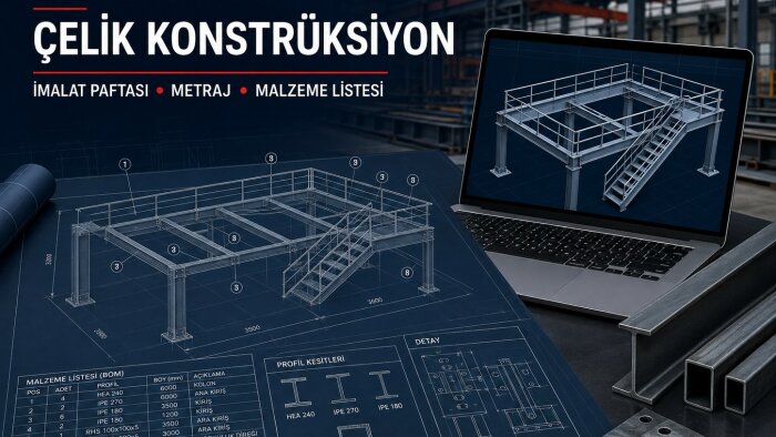 çelik konstrüksiyon imalat paftası ve metraj hazırlarım