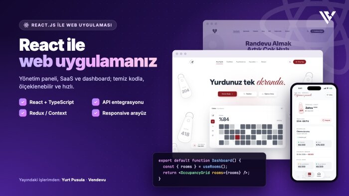 React ile yönetim paneli ve web uygulaması geliştiririm
