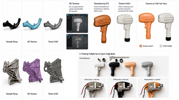 3D tarama ve fiziksel parçadan üretime hazır CAD hazırlarım