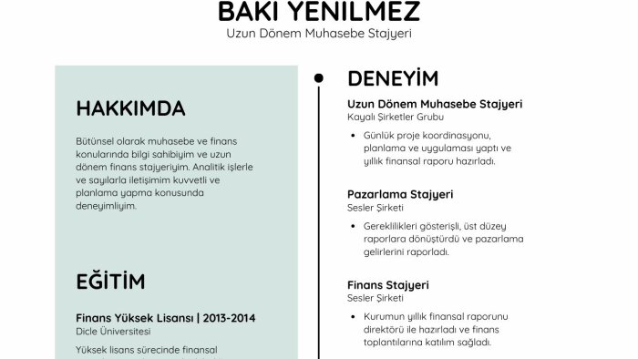 CV hazırlama konusunda sizlere yardımcı olabilirim