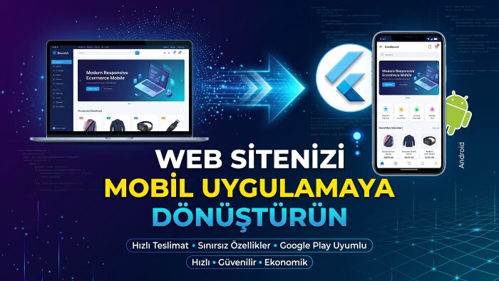 web sitenizi modern Android mobil uygulamaya çeviririm