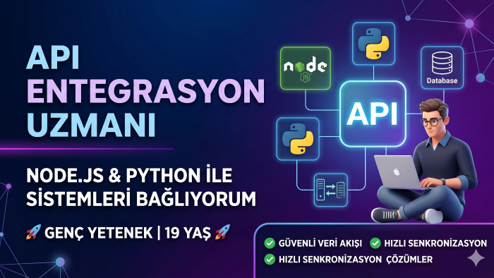 Node.js ve Python ile profesyonel API entegrasyonu yaparım