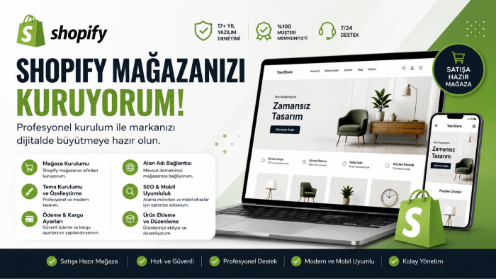 sizin için Shopify mağazası kurarım