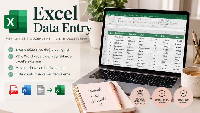 Excel ve veri girişi hizmeti sunarım